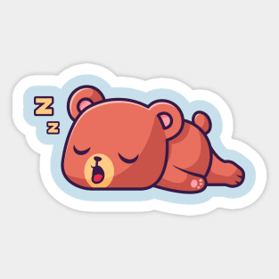 Cute Bear Sleeping Cartoon Sticker